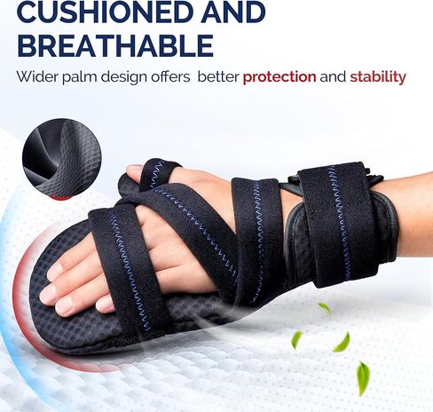 FEATOL Resting Hand Splint with Thumb Support for Men and Women, Adjustable Night Hand Brace Splint for Carpal Tunnel, Arthritis, Tendinitis, Stroke Recovery, Right Small/Medium in Saudi Arabia