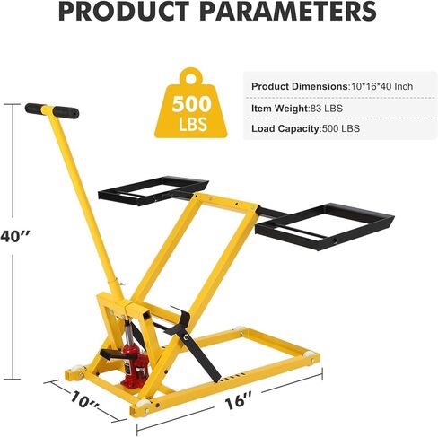 Lawn Mower Lift Jack, Heavy Duty Mowers Jack, 500 LBS Capacity, 26.5 Inch Telescopic Height Riding Lawn Mower Lift, Hydraulic Lawn Mower Lift for Riding Tractors and Zero Turn Lawn Mowers (Yellow) in Kuwait