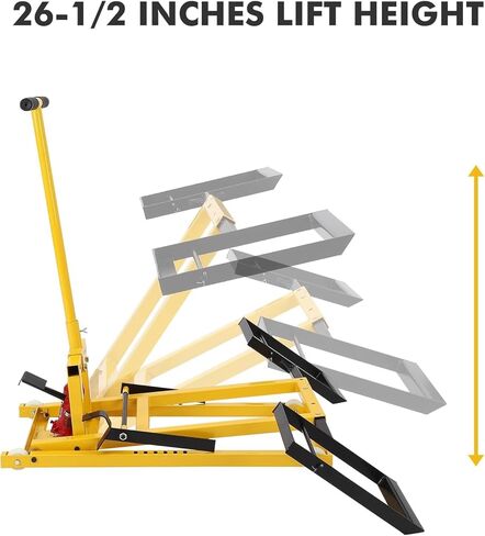 Lawn Mower Lift Jack, Heavy Duty Mowers Jack, 500 LBS Capacity, 26.5 Inch Telescopic Height Riding Lawn Mower Lift, Hydraulic Lawn Mower Lift for Riding Tractors and Zero Turn Lawn Mowers (Yellow) in Kuwait