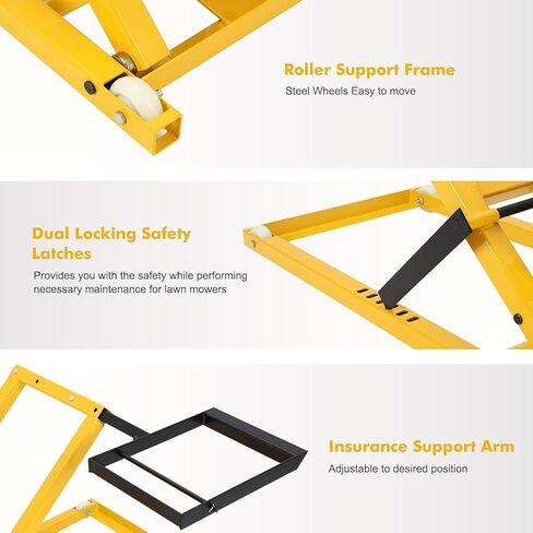 Lawn Mower Lift Jack, Heavy Duty Mowers Jack, 500 LBS Capacity, 26.5 Inch Telescopic Height Riding Lawn Mower Lift, Hydraulic Lawn Mower Lift for Riding Tractors and Zero Turn Lawn Mowers (Yellow) in Kuwait