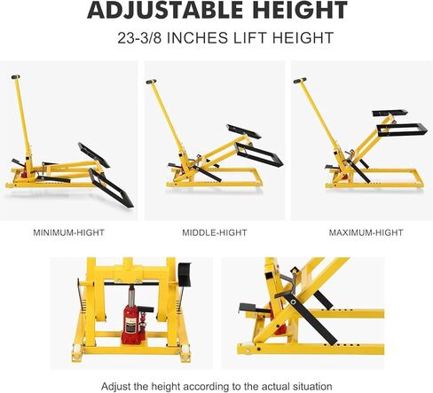 Lawn Mower Lift Jack, Heavy Duty Mowers Jack, 500 LBS Capacity, 26.5 Inch Telescopic Height Riding Lawn Mower Lift, Hydraulic Lawn Mower Lift for Riding Tractors and Zero Turn Lawn Mowers (Yellow) in Kuwait