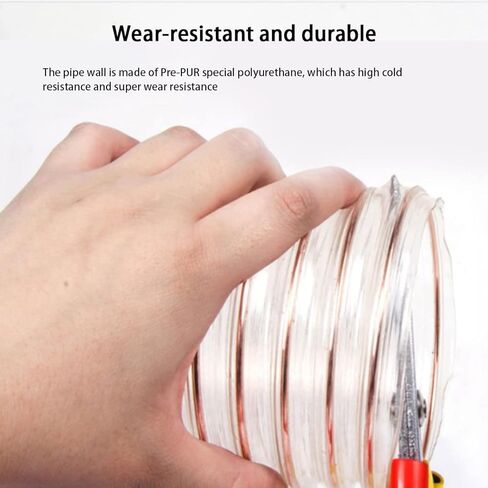 PVC tube steel wire reinforced tubing, Steel Wire Hose Copper-Plated PU Polyurethane Air Duct Multiple Sizes Wall Thickness 0.63mm Length 1 Meter(90X0.63 Mm) in Saudi Arabia