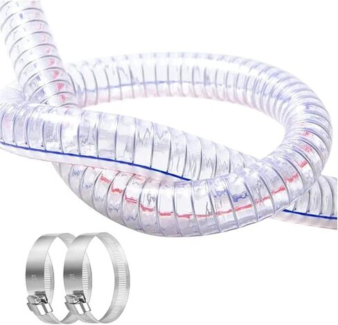 PVC tube steel wire reinforced tubing, PVC Steel Wire Hose Multiple Sizes ID 1 Meter Wall Thickness 3mm with 2 Clamps(ID 10mm) in Saudi Arabia