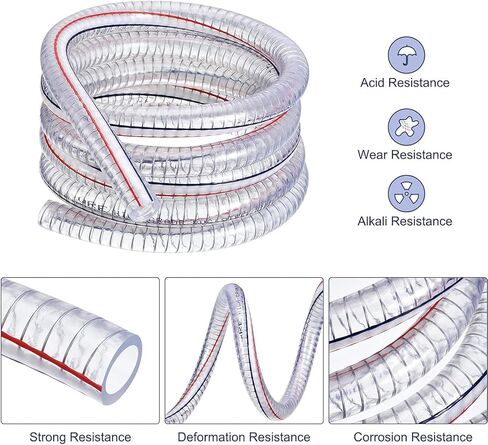 PVC tube steel wire reinforced tubing, PVC Steel Wire Helix Hose 3.5mm Wall 2M with 2 Clamps for Boat Scuppers ID Multiple Sizes(Inner Diameter 48mm) in Saudi Arabia