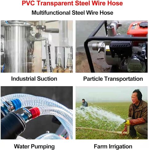 PVC tube steel wire reinforced tubing, PVC Steel Wire Helix Hose 3.5mm Wall 2M with 2 Clamps for Boat Scuppers ID Multiple Sizes(Inner Diameter 48mm) in Saudi Arabia