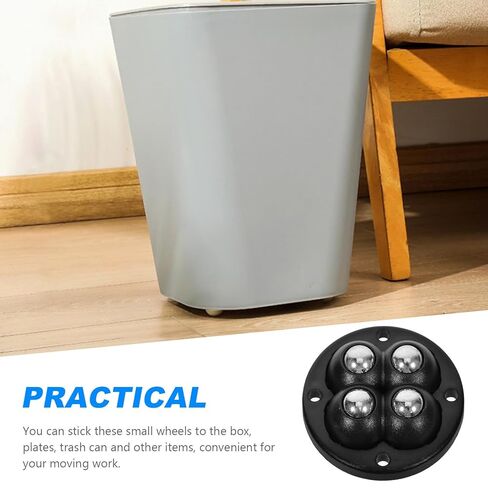 SHERCHPRY 4Pcs Self-Adhesive Mini Caster Wheels 360° Steel Ball Swivel Rollers for Furniture, Kitchen Appliances, Office Chair Wheels with Sticky Base in Saudi Arabia