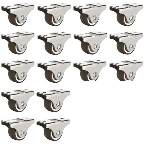 Caster Wheels Low Profile Soft Rubber Wheel Rolling Castor Mini Rigid Silent 2/4/8/10/16Pcs(16 pcs Directional,1.5 inch) in Saudi Arabia