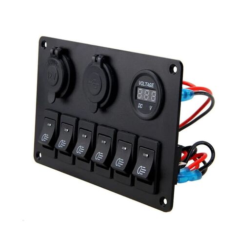 1PCS 6-Digit LED car Switch Panel 12V 24V Circuit Breaker Overload Protection Boat Rocker Switch Control Panel Set in Kuwait