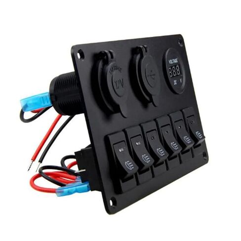 1PCS 6-Digit LED car Switch Panel 12V 24V Circuit Breaker Overload Protection Boat Rocker Switch Control Panel Set in Kuwait