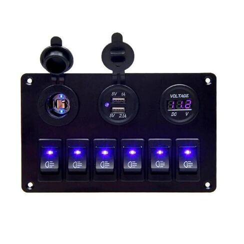 1PCS 6-Digit LED car Switch Panel 12V 24V Circuit Breaker Overload Protection Boat Rocker Switch Control Panel Set in Kuwait