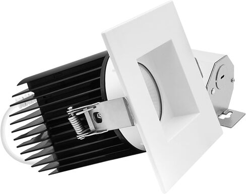LUXRITE 4 Inch Recessed Light, Regressed Canless LED Spotlight, 5CCT 2700K-5000K, CRI90, 22W, 1700 Lumens High Output, 60º Wide Flood, Square White Trim, Dual Dimmable, IC & Wet Rated in Saudi Arabia