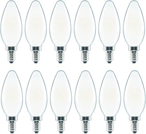 مصابيح شمعدان LED مكافئة 40 وات، مصابيح LED قابلة للتعتيم، 4 وات E12 قاعدة 2700 ك، مصابيح إضاءة ثريا بيضاء دافئة ناعمة B11 لمروحة السقف، مصابيح شموع مزخرفة، 12 حزمة in Kuwait