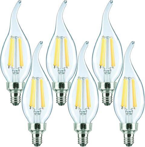 مصابيح شمعدان LED مكافئة 40 وات، مصابيح LED قابلة للتعتيم، 4 وات E12 قاعدة 2700 ك، مصابيح إضاءة ثريا بيضاء دافئة ناعمة B11 لمروحة السقف، مصابيح شموع مزخرفة، 12 حزمة in Kuwait