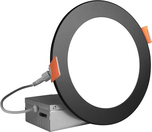 تركيبات إضاءة NICOR - إضاءة LED سبوت IXE 6 بوصات - مصباح سقف LED قابل للتعتيم مع تقنية Edge-Lit - أسود، 12 عبوة in Kuwait