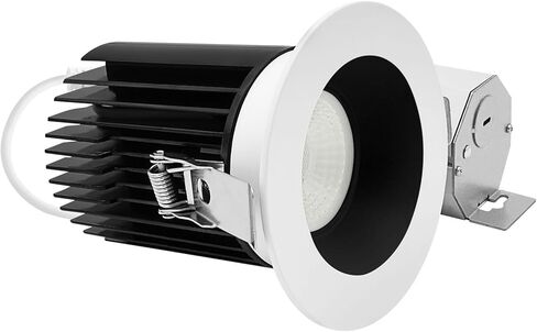 LUXRITE 4 بوصة ضوء غائر، مصباح كشاف LED متراجع بدون علبة، 5CCT 2700K-5000K، CRI90، 22W، 1700 لومن خرج عالٍ، 60 درجة فيضانات واسعة، حواف دائرية باللونين الأسود والأبيض، قابلة للتعتيم المزدوج، IC ورطب (4 عبوات) in Saudi Arabia