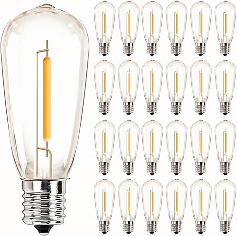 25 Pack ST40 Vintage LED Edison Bulbs, Shatterproof 0.6W Energy Efficient E17 LED Replacement Bulbs for Outdoor String Lights, E17/C9 Intermediate Base Bulb Waterproof, Warm White 2700K in Saudi Arabia