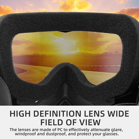 Mask with Detachable Goggles for Riding and Cutting, Anti-Ultraviolet Radiation, Anti-Dust, Anti-Fog HD Lens, Large Viewing Hood, Bluetooth Headset Compatible, Black in Saudi Arabia