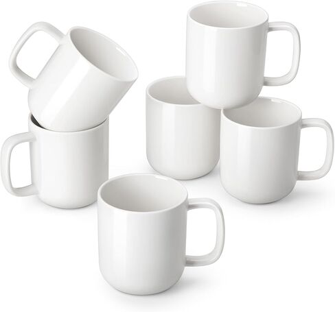 vancasso Porcelain Coffee Mugs Set, 12 oz Ceramic Coffee Cups for Latte Hot Tea Cappuccino Cocoa Milk Cups Set of 6, Dishwasher & Microwave Safe, White in Kuwait