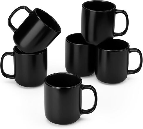 vancasso Porcelain Coffee Mugs Set, 12 oz Ceramic Coffee Cups for Latte Hot Tea Cappuccino Cocoa Milk Cups Set of 6, Dishwasher & Microwave Safe, White in Kuwait