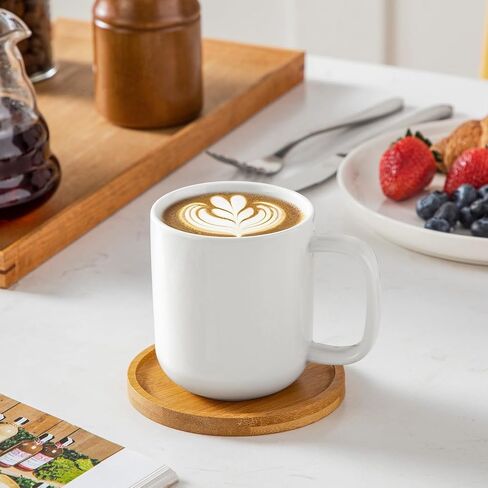 vancasso Porcelain Coffee Mugs Set, 12 oz Ceramic Coffee Cups for Latte Hot Tea Cappuccino Cocoa Milk Cups Set of 6, Dishwasher & Microwave Safe, White in Kuwait