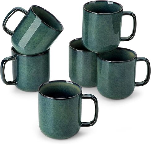 vancasso Porcelain Coffee Mugs Set, 12 oz Ceramic Coffee Cups for Latte Hot Tea Cappuccino Cocoa Milk Cups Set of 6, Dishwasher & Microwave Safe, White in Kuwait