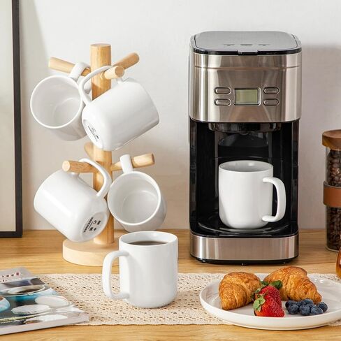 vancasso Porcelain Coffee Mugs Set, 12 oz Ceramic Coffee Cups for Latte Hot Tea Cappuccino Cocoa Milk Cups Set of 6, Dishwasher & Microwave Safe, White in Kuwait