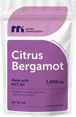 Micro Ingredients Citrus Bergamot Extract 1,000 mg with MCT Oil, 240 Softgels, 80-Day Supply | with Naturally Occurring Flavonoids & Polyphenols | Non-GMO, Gluten Free, No Soy in Saudi Arabia