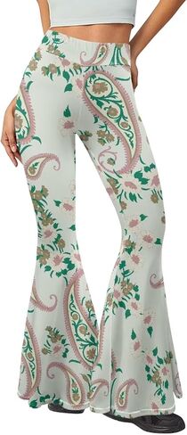 Bell-Bottom Long Pants Loose-Fit Long Yoga Pants Bohemian Style 70s Hippie Casual Fashion in Saudi Arabia