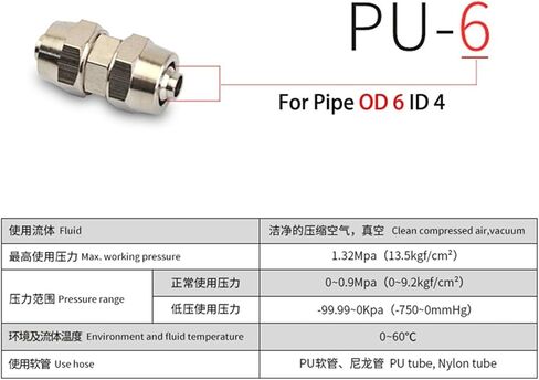 PU PG 4MM 6 8 10 12 14 16MM Straight Type Push in Fittings Pneumatic For Air Pipe Qucik Connector(6-10) in Saudi Arabia