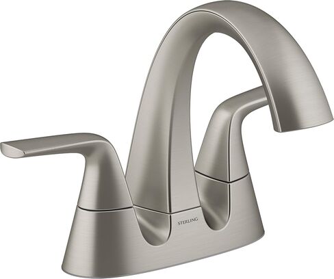 حنفية حوض الحمام ستيرلنج 27376-4-BN Medley Centerset، 1.2 GPM، دوران 90 درجة، تصريف الفرس مع قطعة خلفية، معدن متين ممتاز، مقاوم للتآكل، نيكل مصقول نابض بالحياة in Kuwait