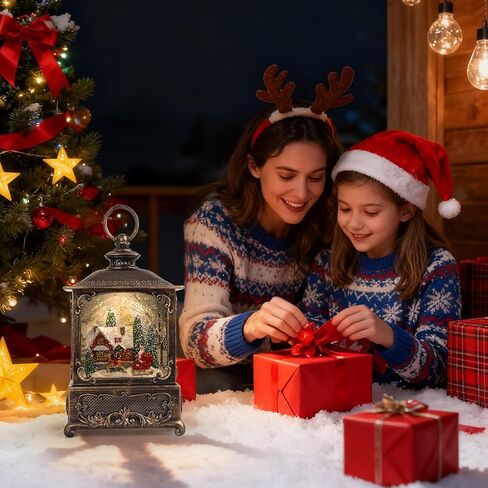Snow Globe Lantern Christmas Table Decor with Nativity Music Lighted Scene Indoor Christmas Ornaments Decorations for Home Fireplace Mantle (Nativity Lantern) in Saudi Arabia