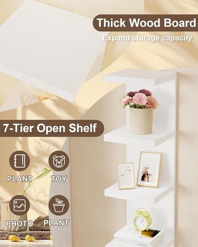 TFK 7 Tier Lack Wall Shelf Unit with Remote LED Lights,77" Tall Versatile Floating Display Wall Decor Shelf,Space-Optimizing Aesthetic Solution,White in Saudi Arabia