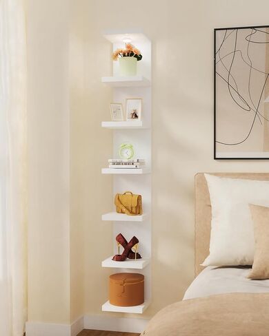 TFK 7 Tier Lack Wall Shelf Unit with Remote LED Lights,77" Tall Versatile Floating Display Wall Decor Shelf,Space-Optimizing Aesthetic Solution,White in Saudi Arabia
