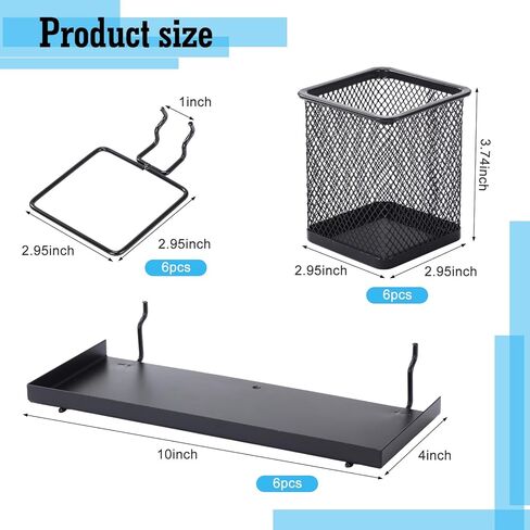 12 حزمة من ملحقات منظم Pegboard - 6 أكواب Pegboard حامل أقلام الرصاص - 6 أرفف دعامات أرفف معدنية - مجموعة نظام ترتيب تخزين الأدوات لغرفة المرآب المكتبية in Kuwait