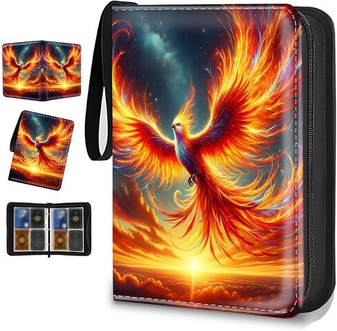 Card Binder 4 Pocket Zipper Trading Card Binder Holds 400 Cards, PU Collectible Binder with Removable Sleeve Holds 50 Pages, Game Card Book in Kuwait