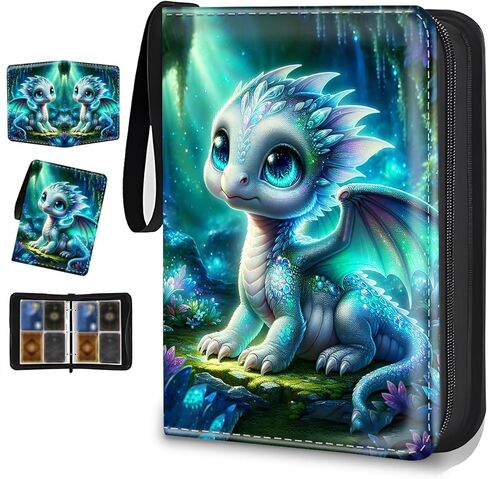Card Binder 4 Pocket Zipper Trading Card Binder Holds 400 Cards, PU Collectible Binder with Removable Sleeve Holds 50 Pages, Game Card Book in Saudi Arabia