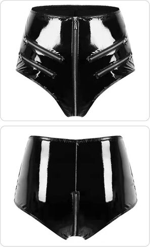FEOYA Women's Black Latex Outfit PVC Shorts Party Club Clubwear in Saudi Arabia