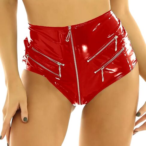 FEOYA Women's Black Latex Outfit PVC Shorts Party Club Clubwear in Saudi Arabia