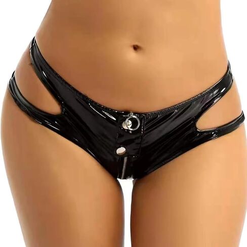 FEOYA Women's Black Latex Outfit PVC Shorts Party Club Clubwear in Saudi Arabia