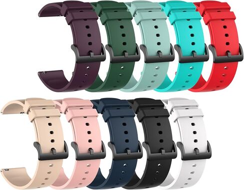 FitTurn [10 عبوات] متوافق مع حزام الساعة الذكية Motorola Moto Watch 120، سوار معصم بديل من السيليكون الناعم اللامع مقاس 22 مم لساعة Motorola Moto Watch 120 in Kuwait