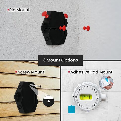 ZANIS Multi Surface Laser Level – 360° Dual Dials with Bubble Level – Wall-Mountable with Pins, Screws, or Sticky Pads – Precision Tool for Hanging Pictures, Shelves, and DIY Projects in Kuwait