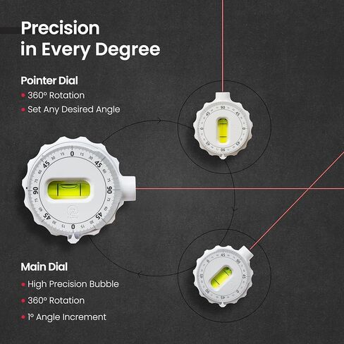 ZANIS Multi Surface Laser Level – 360° Dual Dials with Bubble Level – Wall-Mountable with Pins, Screws, or Sticky Pads – Precision Tool for Hanging Pictures, Shelves, and DIY Projects in Kuwait