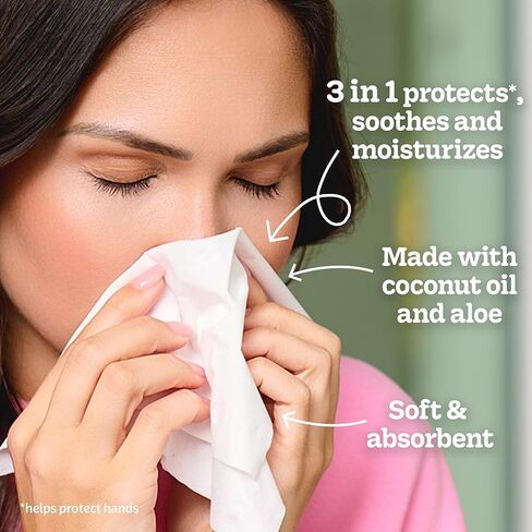 Kleenex Lotion Facial Tissues with Coconut Oil, 10 Cube Boxes, 80 Tissues Per Box, 3-Ply in Kuwait