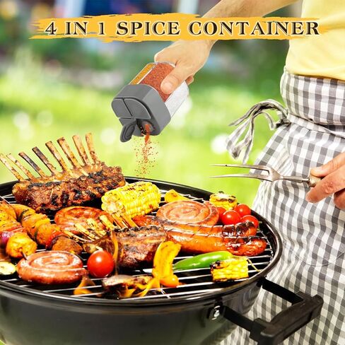 6 Pcs Plastic Salt Pepper Shaker 4 in 1 Spice Container Transparent Seasoning Shaker Dispenser Jar for Home Restaurant Kitchen Cooking Steak BBQ Camping Travel in Kuwait