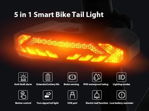 Smart Bike Accessories, USB Wireless Remote Control Six Lighting Modes, Brake Sensing in Kuwait