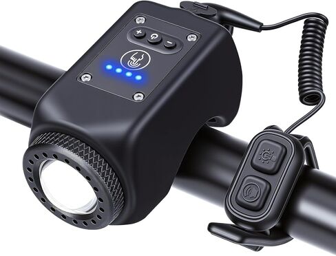 Onvian دراجة كهربائية ضوء الدراجة 2 في 1، 110 ديسيبل دراجة القرن 6 أوضاع الصوت، USB-C جرس دراجة قابلة للشحن مع المصباح الأمامي للبالغين أطفال دراجة سكوتر Ebike، IPX5 مقاوم للماء وتصميم زر الانقسام in Kuwait