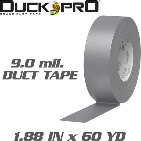 شريط لاصق عالي التحمل من Duck Pro لإصلاحات طويلة الأمد، بعرض 2 بوصة (1.88 بوصة × 60 ياردة) شريط عالي الأداء مع ظهر مقاوم للماء، فضي، 1 لفة in Kuwait