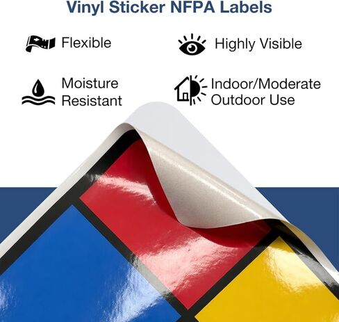 12 بوصة NFPA 704 Placard Diamond، ملصق لاصق من الفينيل NFPA لجميع الأحوال الجوية، ملصق 1-1-0-0 مع دعم لاصق للصحة، تحديد مخاطر الحرائق، صنع في الولايات المتحدة الأمريكية بواسطة ComplianceSigns in Kuwait