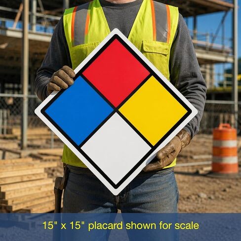 12 بوصة NFPA 704 Placard Diamond، ملصق لاصق من الفينيل NFPA لجميع الأحوال الجوية، ملصق 1-1-0-0 مع دعم لاصق للصحة، تحديد مخاطر الحرائق، صنع في الولايات المتحدة الأمريكية بواسطة ComplianceSigns in Kuwait
