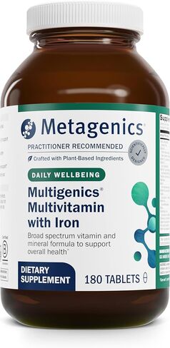 Metagenics Multigenics Multivitamin with Iron - Daily Multimineral Formula for Bone Health, Homocysteine Metabolism & Antioxidant Support - Contains B Vitamins, Calcium, Zinc & Folate - 180 Tablets in Kuwait